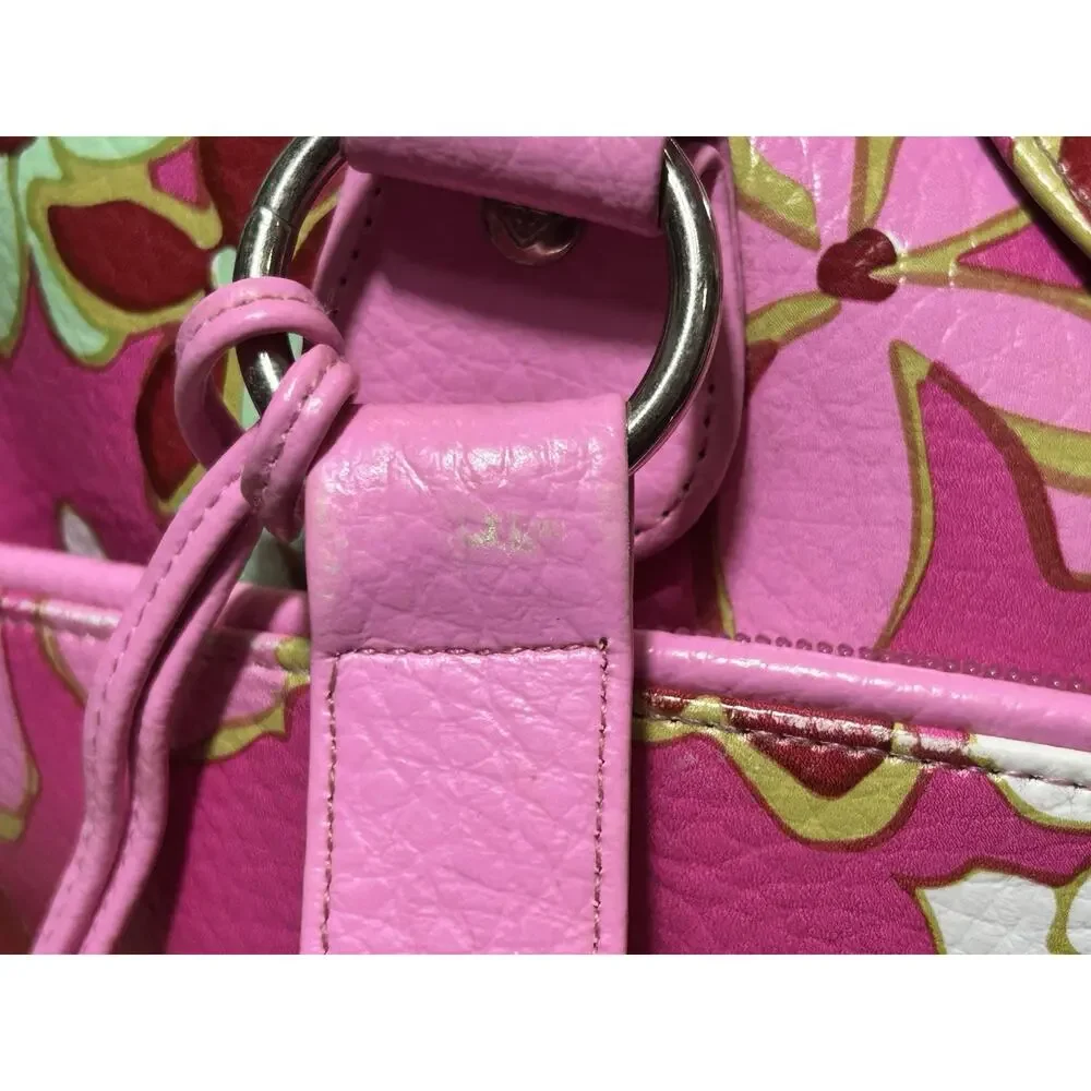 Vintage Y2K Roxy Rolling Duffle Bag And Overnight Bag Pink Floral Pattern